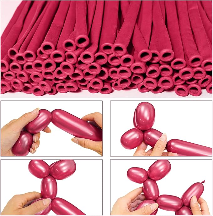 LXZFCRG 260 Long Balloons, Shiny Metallic Latex Twisting Balloon - Image 3