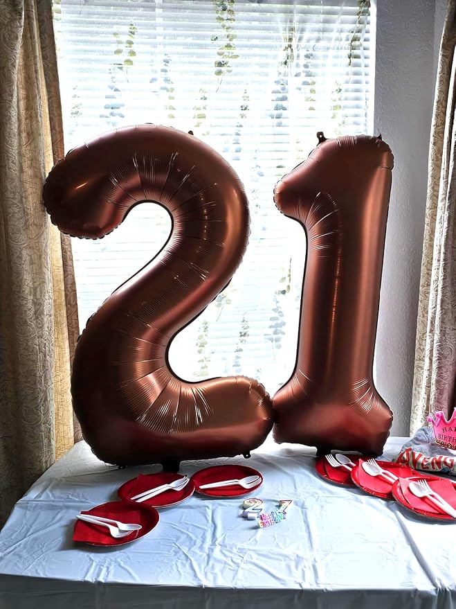 40 Inch Number 1 Balloon, Coffee Brown Birthday Decorations - Image 3