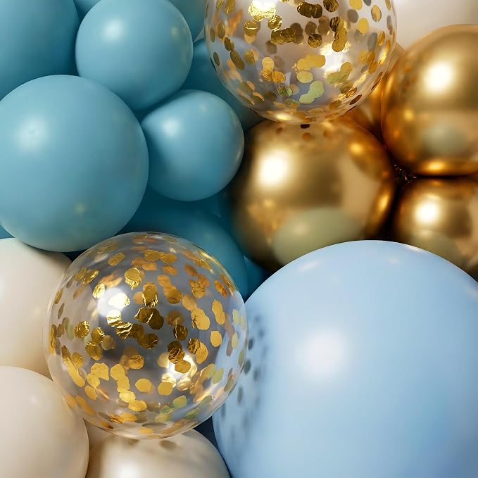 Sea Blue Balloon Garland Arch Kit 151pcs, Dusty Teal Light Blue Cream White - Image 8