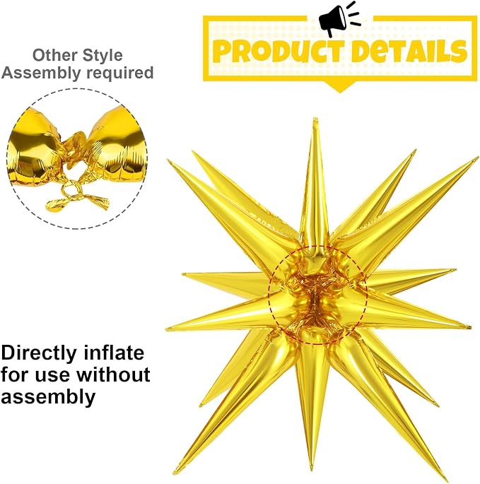10 Pcs Star Balloons Explosion Balloons Foil Cone Balloon Magic - Image 5