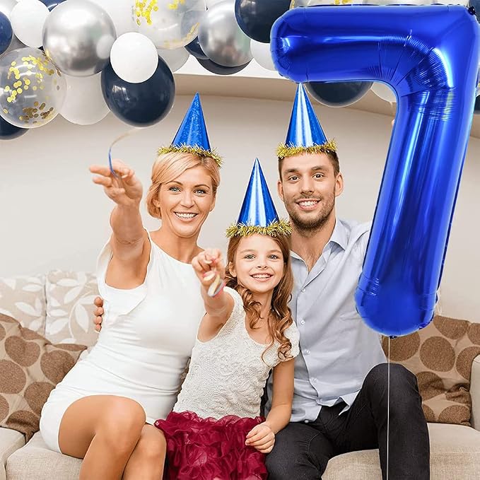 TONIFUL 40 Inch Navy Blue Number 7 Balloons Large Foil 7th Birthday Decor | - Image 5