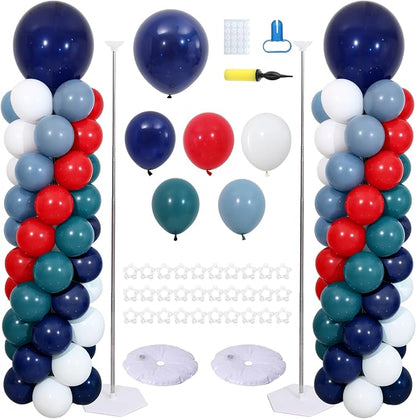 Blue Red White Balloon Column Stand Kit of 2 by ZyloonDecoration