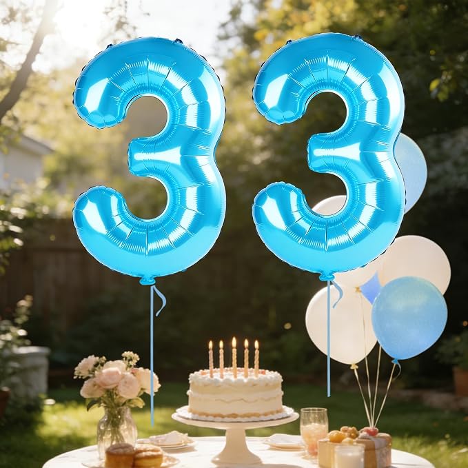 40 Inch Number 33 Balloons for 33rd Birthday Party Decorations, 0-100 Jewelry - Image 3
