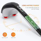Snailax Cordless Handheld Back Massager with Heat, Deep Tissue Percussion Massager, 3 Sets of Dual Pivoting Heads,Rechargeable Hand Held Massager for Neck,Back Shoulder,Calf,Legs
