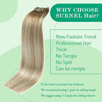 SURNEL Human Hair Clip in Extensions 18 Inch Balayage Walnut Brown to Ash Brown and Golden Blonde 7pcs 160g (7C#3/8/22-18'')