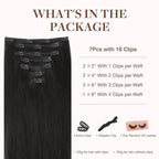GOO GOO Clip in Hair Extensions Real Human Hair, Remy Human Hair Extensions Clip ins for Women, Natural Human Hair, 22inch 170g 7Pcs, #1B Natural Black