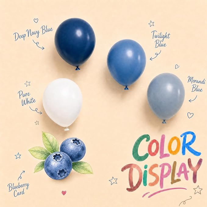 Blue White Balloon Arch Kit for Blueberry Baby Shower Birthday Decorations | - Image 4
