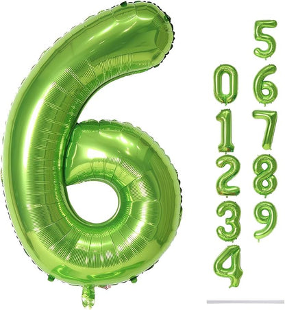 Green Number Balloons, 40inch Large Number 6 Foil Mylar Helium Balloons by Lingqiang