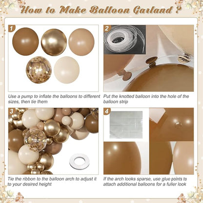 Brown Gold Sand White Balloons Garland Arch Kit 126Pcs | Neutral Brown Balloons - Image 7