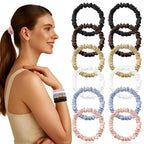 12 Pack Silky Soft Skinny Hair Ties, Silk-Like No Damage Scrunchies Elastic Ponytail Bands for Women Girls, Thin Thick Curly Hair