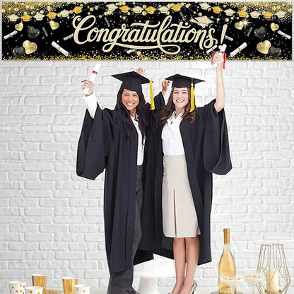 Congratulations Decorations 2026 Banner Graduation Backdrop Class of 2026 Black - Image 2