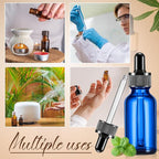Lallisa 100 Pack Essential Oil Dropper Bottle 30 ml (1 Oz) Glass Dropper Bottles DIY for DIY Essential Oil Perfume with 5 Funnels 5 Pipettes 3ml 100 Labels for Bathrooms, Hotels, Labs (Blue)