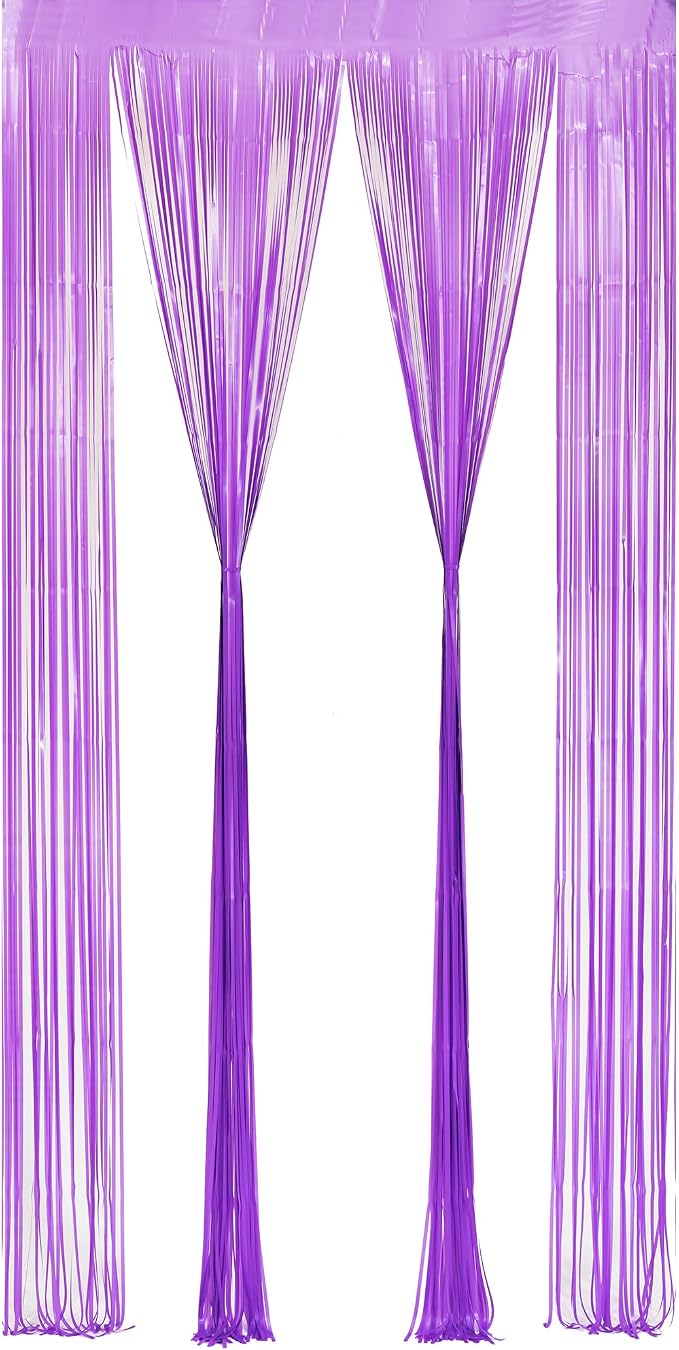 BRAVESHINE Purple Streamers Party Backdrop Pastel Fringe Curtains | 2 Pack | - Image 9