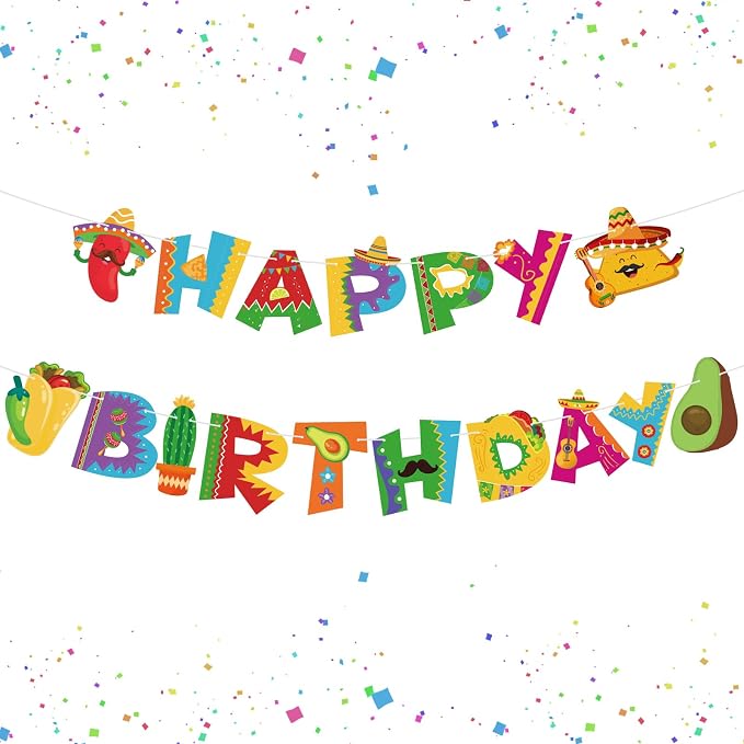 Colorful Mexican Happy Birthday Banner Mexican Birthday Party Decorations Cinco by Adecortalk