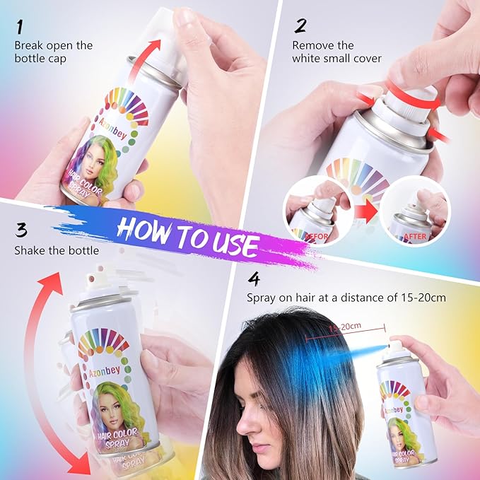 Halloween Hair Spray,Temporary Hair Color Spray for Women Kids Men,Washable Hairspray,Colored Hair Spray,Color Hairspray for Halloween,Party,Cosplay,Christmas Day (#White)