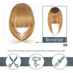 BARSDAR Human Hair Clip in Bangs - Real Human Hair Clip in Bangs for Women - Golden Blonde French Bangs Extensions Fringe with Temples Dyeable Real Hair Bangs Hairpieces - Dark Golden Blonde