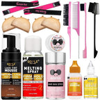 Lace Glue Kit Complete Set with Lace Tint Mousse, Lace Melting Spray Wig Glue for Women's Wigs and Hairpieces - Wig Installation Kit & Tape in Extension Rmover & Cap (Dark Brown)