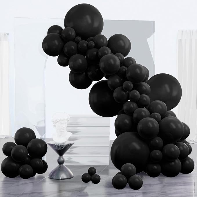 PartyWoo Black Balloons 152pcs Different Sizes of 18 12 10 5 Inch | Balloons by PartyWoo