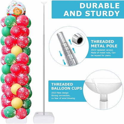 2 Set Balloon Column Stand Kit for Floor, VETOGETHER 2025 Updated Balloon Tower - Image 4