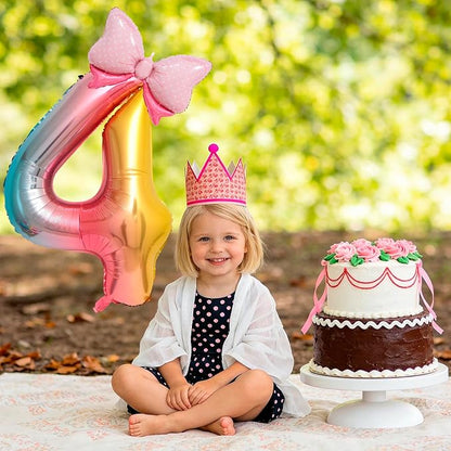 40-Inch Number 4 Gradient Giant Number Balloons And Mini Bow Balloons Foil - Image 4