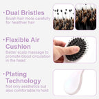 Mini Boar Bristles Hair Bursh, Travel Size Hair Brush for Women Men Kids, Protable Small Hair Brushes for Pockets Purses, Mini Hair Brush for Smooth Add Shine (1 Pack-White)