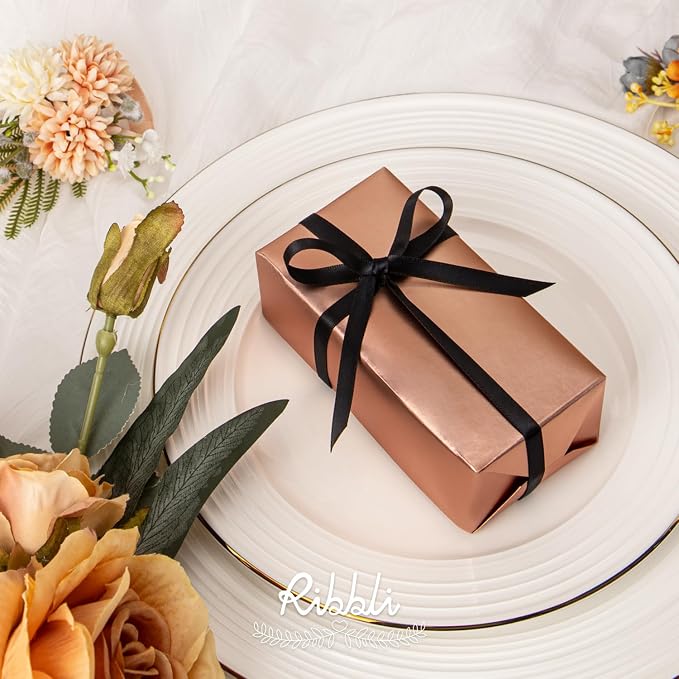 Ribbli Double Faced Black Satin Ribbon, 1/4” x Continuous 25 Yards, Use - Image 4