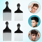 4 Pcs Hair Picks for Curly Hair, Plastic and Metal Hairs Pick for Black Men Wide Tooth Afro Pick Comb Detangling Wig Braid Hairs Styling Tool Hairdressing Styling Tool (Black)