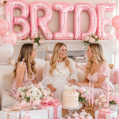 40 Inch BRIDE Balloons Engagement Party Decorations, Pearl Pink Bride Letter - Image 3