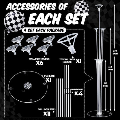 4 Sets Race Car Party Balloons Stand Kit Racing Car Table Centerpieces Decor - Image 3