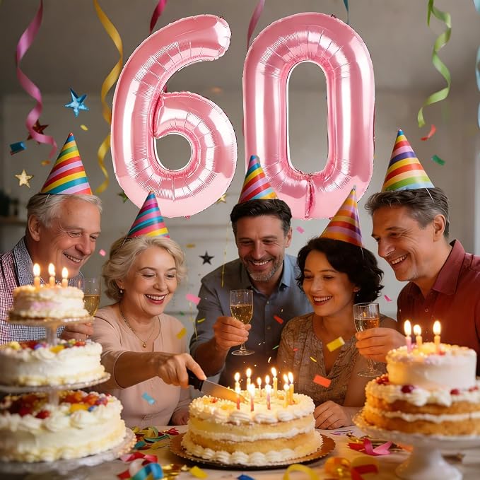 40 Inch Number 60 Balloons for 60th Birthday Party Decorations, 0-100 Jewelry - Image 2
