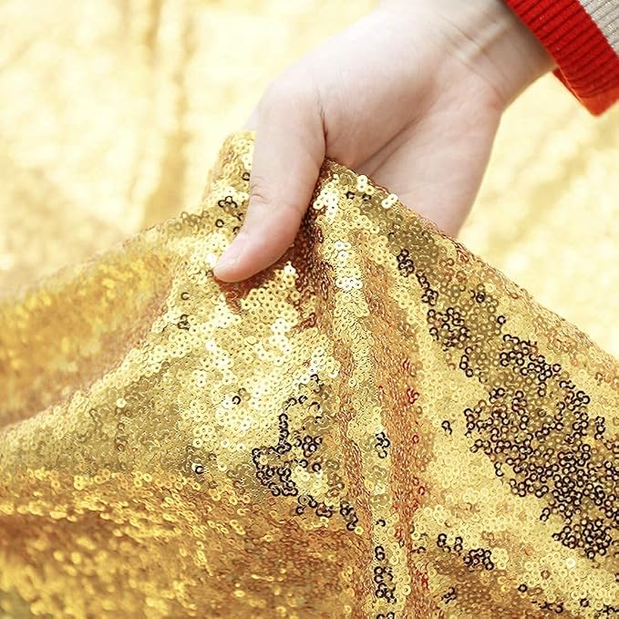 Poise3EHome Gold Sequin Backdrop Curtain, 2 Panels 2Ft x 8Ft Glitter - Image 8