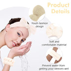 Zkptops 6Pcs Spa Headband for Washing Face Wristbands Set Women Bubble Skincare Makeup Sponge Terry Cloth Padded Puffy Headband Bow Tie Hairband Cute Non Slip Thick Hair Accessory Gifts (Brown)