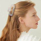 Jayongnee Hair Claw Clips - 4Pcs Medium Clips for Thick or Thin Hair - Square Claw for Women - Rectangle Hair Clips Nonslip Acrylic Hair Accessories for Girls (Tortoise shell)
