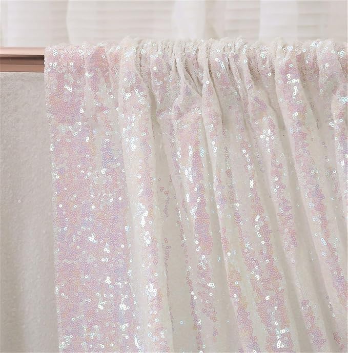 Eternal Beauty White Iridescent 3mm Sequin Backdrop 20x10 Ft - Image 6