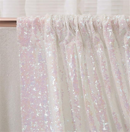 Eternal Beauty White Iridescent 3mm Sequin Backdrop 20x10 Ft - Image 6