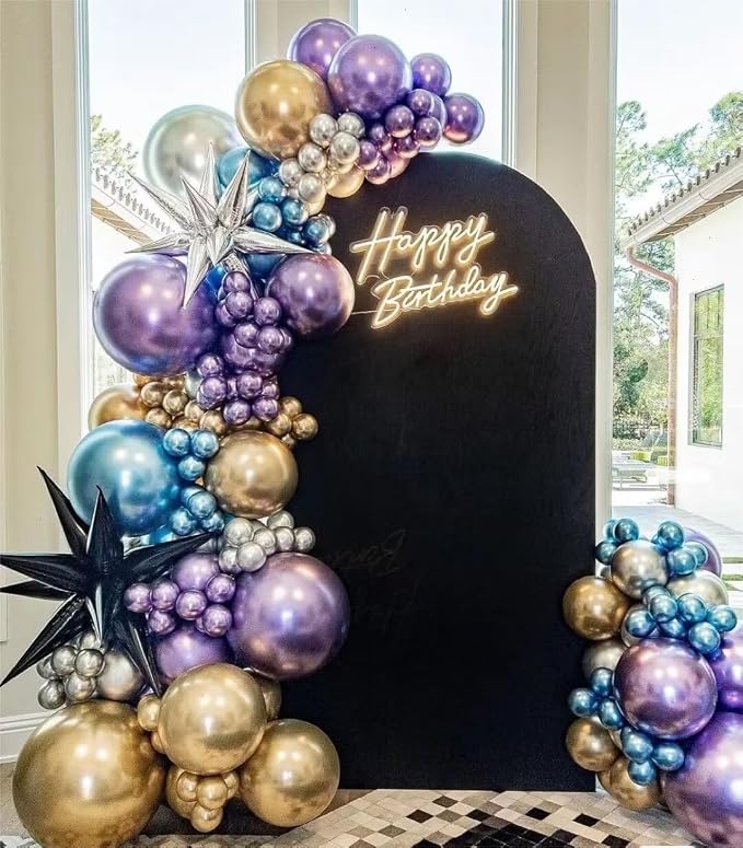 MEBAY Grey Violet Maca Purple Gold Balloons Garland Arch Kit - Image 4