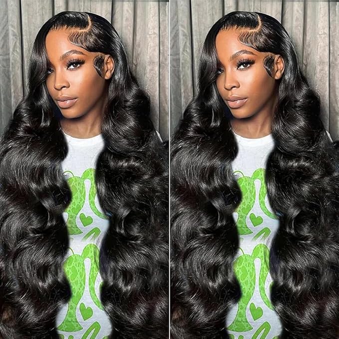 34 Inch 13x6 Body Wave Lace Front Wigs Human Hair Pre Plucked 13X6 HD Lace Frontal Wigs Human Hair 180% Density Glueless Wigs for Black Women Brazilian Virgin Body Wave Wig Natural Color