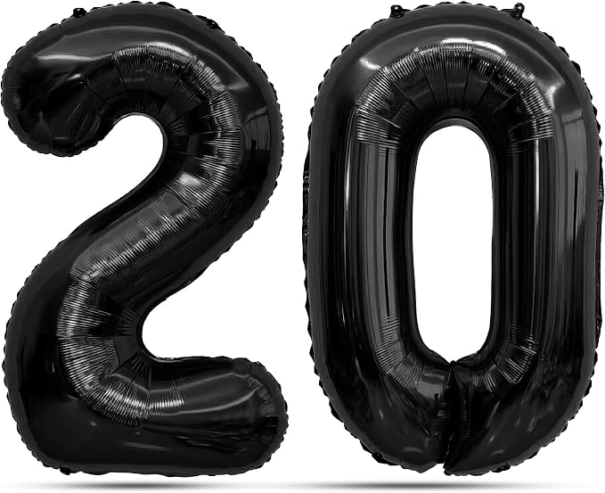 Black Number Balloons 20 Balloon Numbers 20th Number Balloon Foil Mylar Party by STARKET