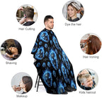 Full Coverage Hair Styling Cape, Blue Fire Flame Skull Professional Hair Cutting Apron Haircuting Salon Cape Gown for Barbers