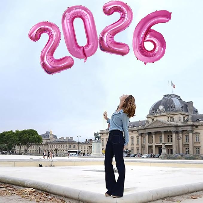 42 Inch Hot Pink 2026 Number Foil Balloons, 2026 Graduation Decorations New - Image 4