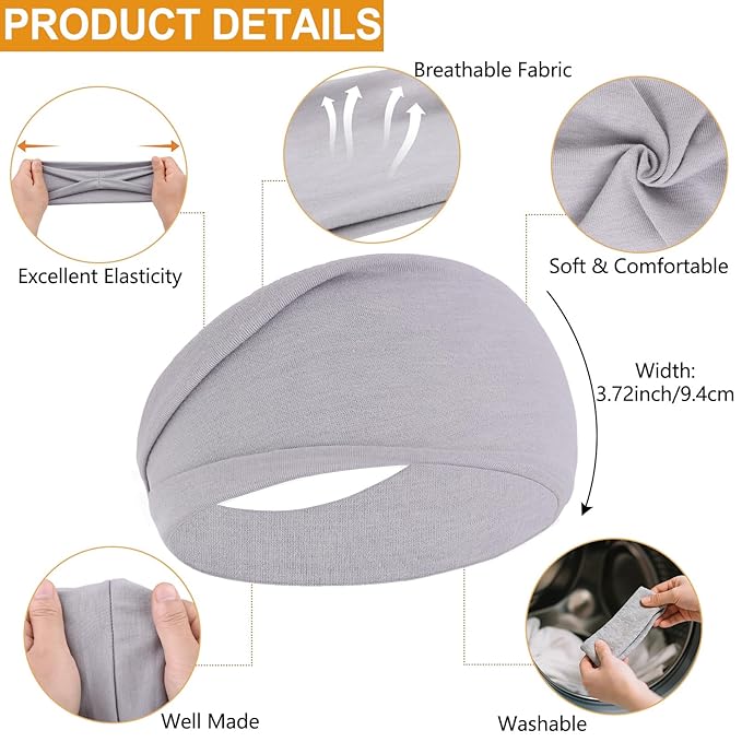 Workout Headbands for Women Wide Non Slip Super Soft Sports Hairbands 6 Pack Trendy Elastic Head Bands Fashion Yoga Summer Hair Accessories