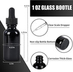 12 Pcs, 1oz Glass Dropper Bottle, Leakproof Tincture Bottles with Dropper, Black Reusable Eye Dropper Bottle for All Kinds of Liquids (Black,1oz-12pcs)