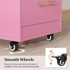 Salon Trolley Cart with Wheels, 3-Drawer Rolling Hair Styling Station, Mobile Beauty Trolley with Hot Tools Holder, Storage for Salon, Barbershop, Spa & Tattoo, Pink