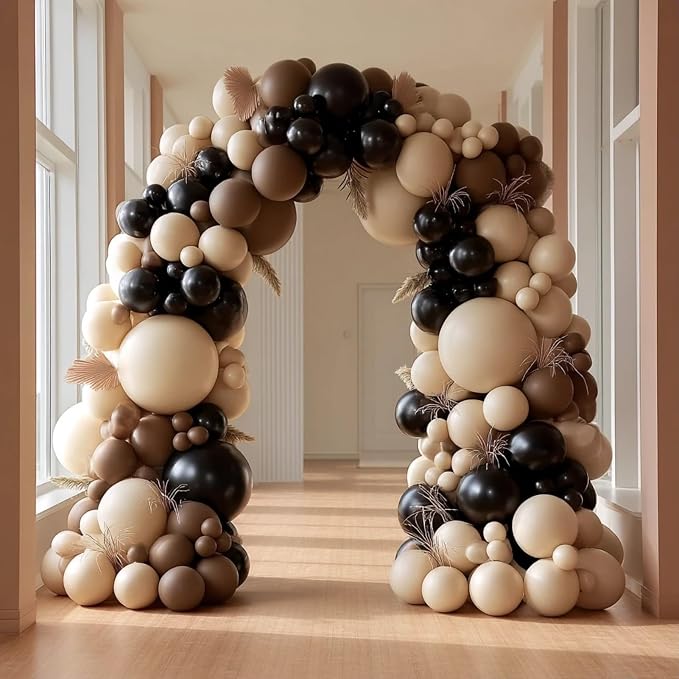 160Pcs Black Brown Nude Balloon Garland Arch Kit Dark Brown Nude Tan Black - Image 7