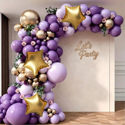 Purple and Gold Balloon Garland Arch Kit | Purple Light Purple Metallic Gold by Unknown