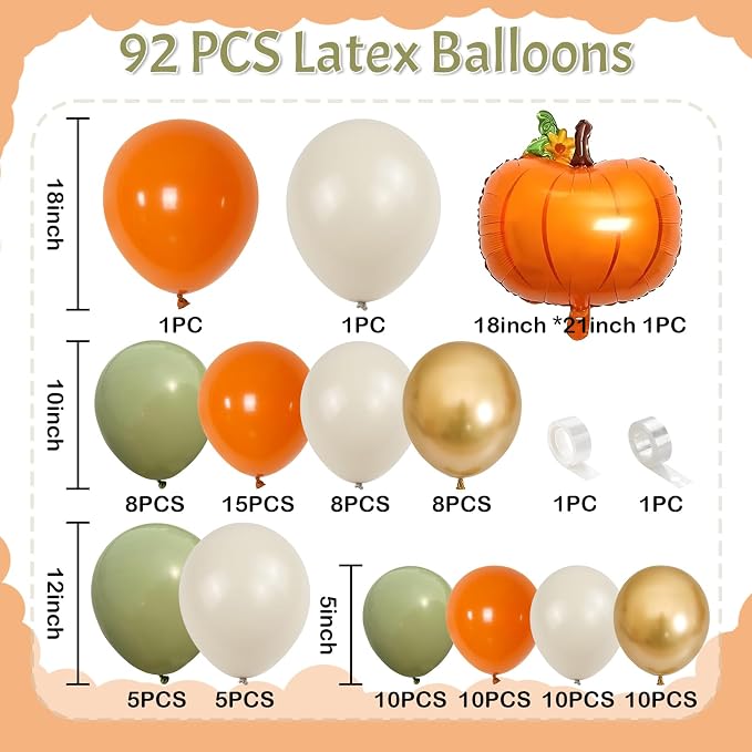Fall Balloons Garland Arch Kit, Burnt Orange Pumpkin Foil Balloons - Image 2