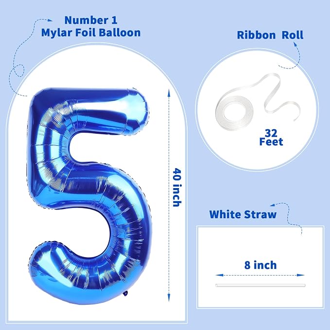 Number Balloons Navy Blue Balloons - Image 2
