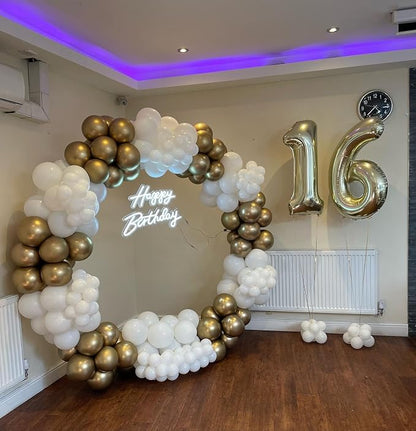 White and Gold Latex Balloons, Baby Shower Party Decorations - Image 4