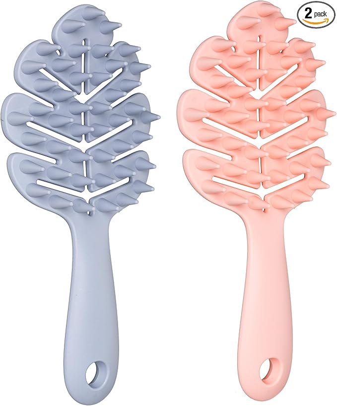 Sylune Scalp Massager Brush 2-Pack – Leaf-Grip Shampoo Scrubber for Deep Clean & Hair Care, Gentle for All Hair Types