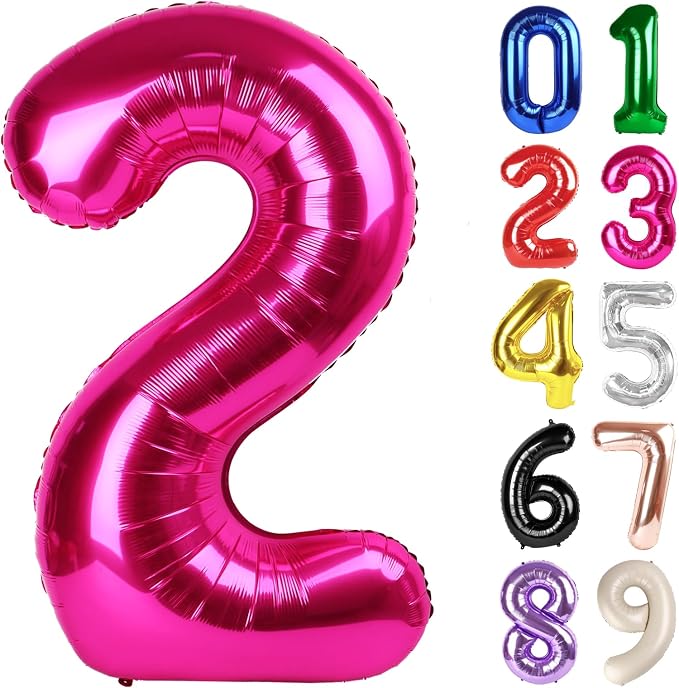 2 Balloon - Hot Pink Birthday Number Balloons, 40 Inch Party Decorations | Hot by ALPHADELTAPI